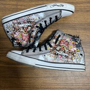 Vintage Y2K Ed Hardy Sneakers Mens 12 Two Toned High Top Tiger Logo 19FHR110M